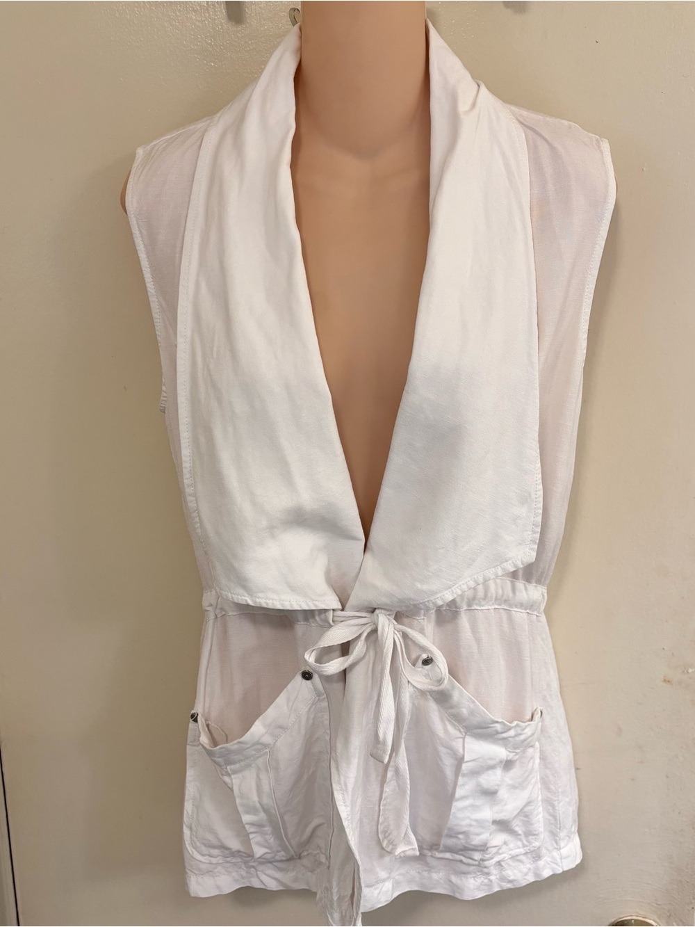 Sanctuary Vest Womens Small White Linen Blend Coastal Resort Boho